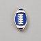 Zinc Alloy Enamel Beads, Golden, Rugby, Blue, 19x11x3.5mm, Hole: 1.6mm