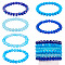 6Pcs 6 Styles 8mm Glass Round Beaded Stretch Bracelet Sets, Stackable Bracelets for Women, Deep Sky Blue, Perimeter: 7-1/4 inch(18.5cm), 1pc/style