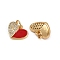 Brass Clear Cubic Zirconia Enamel Pendants, with Jump Rings, Long-Lasting Plated, Lead Free & Cadmium Free, Heart Charms, Real 18K Gold Plated, Red, 10x12x2mm, Hole: 3.4mm