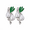 Alloy Pendants, with Enamel and Rhinestone, Platinum, Flower, Sea Green, 29x14x2.5mm, Hole: 1.8mm