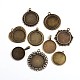 Antique Bronze Plated Mixed Shapes Alloy Pendant Cabochon Settings PALLOY-X0029-AB-1