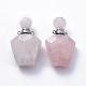 Colgantes de frascos de perfume de cuarzo rosa natural facetados que se pueden abrir G-E564-09B-P-2
