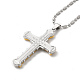 Alloy Cross Pandant Necklace with Link Chains NJEW-K245-003G-3