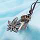 Регулируемые мужские подвески из цинкового сплава и ожерелья лариат с кожаным шнуром NJEW-BB16012-B-6