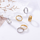 ANATTASOUL 6Pcs 6 Style 201 Stainless Steel Hollow Roman Numerals Finger Ring Set with Rhinestone RJEW-AN0001-21-7
