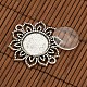 Tibetan Style Alloy Flower Connector Cabochon Bezel Settings and Flat Round Transparent Glass Cabochons DIY-X0204-AS-3