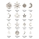 96Pcs Moon & Sun & Geometry Tibetan Style Alloy Pendants TIBEP-LS0001-09-3