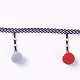 ぶら下がっているウール糸タッセル装飾  ポンポムボール  カラフル  129.2cm  10mm HJEW-WH0005-05B-2