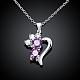 Silver Plated Brass Cubic Zirconia Half Heart Pendant Necklaces NJEW-BB03300-A-2