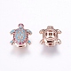 Brass Micro Pave Cubic Zirconia Beads, Long-Lasting Plated, Lead Free & Cadmium Free, Tortoise, Rose Gold, 11.5x10x5mm, Hole: 1mm