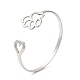 Hollow Dog Paw Print & Heart 304 Stainless Steel Cuff Bangles for Women BJEW-L682-015P-3