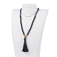 Natural Lava Rock and Gemstone Beaded Necklaces NJEW-JN02027-5