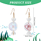 FIBLOOM 2 Pairs 2 Colors Lace Inside Glass Candy Ball Dangle Earrings EJEW-FI0001-15-2