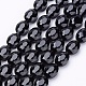 Black Faceted Oval Glass Bead Strands X-GLAA-S003-16x13mm-05-1