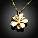 Real 18K Gold Plated Tin Alloy Czech Rhinestone Flower Pendant Necklaces NJEW-BB03466-G-2