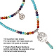 Halskette mit Anhänger aus synthetischem türkisfarbenem Kugel- und Legierungsbaum- und Lotusstein-Anhänger NJEW-AB00016-01-3