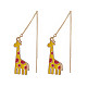 3 пара двухцветных серег-гвоздиков с подвесками в виде жирафа из сплава эмали EJEW-JE05145-3