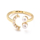 Smiling Face Imitation Pearl Cuff Ring for Women RJEW-C004-28-RS-1