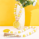 Gorgecraft 2pcs 2 style guirlande de perles en bois de citron avec gland de jute rustique HJEW-GF0001-26-5