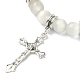 Bracelet extensible en perles rondes œil de chat avec breloques en alliage pour femmes BJEW-TA00328-2