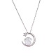 Collier pendentif lapin coquillage naturel avec croissant de lune avec zircone cubique transparente JN1073B-1