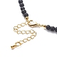 Natural Aquamarine & Lava Rock Beaded Necklace with Brass Charm NJEW-JN03997-5