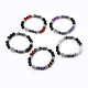 Эластичные браслеты из натуральных смешанных драгоценных камней и черного агата (окрашенные) BJEW-JB04006-1