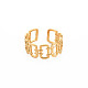 Chapado en iones (ip) 304 anillo de puño rectangular abierto de acero inoxidable para mujer RJEW-S405-237G-1