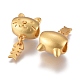 真鍮製ヨーロピアンビーズ  大穴ビーズ  骨のある猫  24KGP本金メッキ  20x11x10mm  穴：5mm KK-I675-03G-2