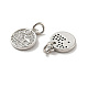 Flat Round with Pavilion Brass Micro Pave Clear Cubic Zirconia Charms KK-G425-19P-2