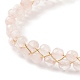 Bracelet coulissant perlé à double couche de quartz rose naturel BJEW-JB08971-02-4