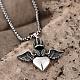 Rock Punk 316L Surgical Stainless Steel Angel Wing with Heart Pendant Necklaces For Men NJEW-BB01309-3