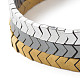 3Pcs 3 Color Arrow Shape Synthetic Hematite Braided Bead Bracelets Set BJEW-JB07502-7