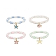 4 pièces 4 styles bracelets à breloques extensibles en alliage d'émail sur le thème de l'océan BJEW-JB08760-1