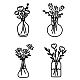 Nbeads 4 pz vaso di fiori in legno decorazione artistica da parete HJEW-WH0049-012-1