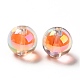Perles acryliques irisées arc-en-ciel à placage uv bicolore TACR-D010-03A-04-2