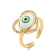 Coeur de zircone cubique avec anneau de manchette ouvert mauvais œil avec acrylique RJEW-B042-05G-4