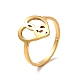 イオンプレーティング(ip) 音符の指輪が付いたステンレス製のハート201個  女性のためのバレンタインデージュエリー  ゴールドカラー  usサイズ6（16.5mm） RJEW-G266-01G-3