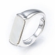 Natural Shell Rectangle Adjustable Ring RJEW-T001-97P-3