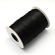 Cordes en polyester ciré coréen, noir, 2mm, environ 100yards/rouleau (300pied/rouleau)