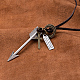 Adjustable Men's Zinc Alloy Pendant and Leather Cord Lariat Necklaces NJEW-BB16017-B-5