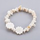 Bracelets extensible de perles de coquillage blanc BJEW-JB03982-03-1