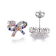 Brass Micro Pave Cubic Zirconia Stud Earrings EJEW-F201-13P-2
