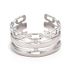 304 Stainless Steel Cable Chain Shape Open Cuff Ring for Women RJEW-C025-28P-3
