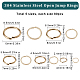 Sunnyclue 400 pièces 5 styles 304 anneaux ouverts en acier inoxydable STAS-SC0006-14-2