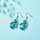 Synthetic Turquoise Skull with Wings Dangle Earrings EJEW-JE04944-04-3