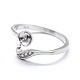 Adjustable 925 Sterling Silver Cuff Finger Ring Components STER-I016-044P-2