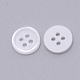 樹脂ボタン  染めと未染色の混合  4穴  フラットラウンド  ホワイト  11.2x1.5mm  穴：2.2mm RESI-WH0024-54-2