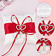Almohadilla de anillo de bodas de seda tributo con cinta de poliéster y corazón de aleación DIY-WH0325-48C-4