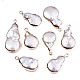 Ciondoli di perle keshi con perla barocca naturale placcata PEAR-Q008-22G-2